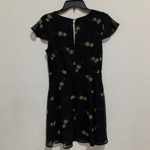 Black V-Neck Floral Dress